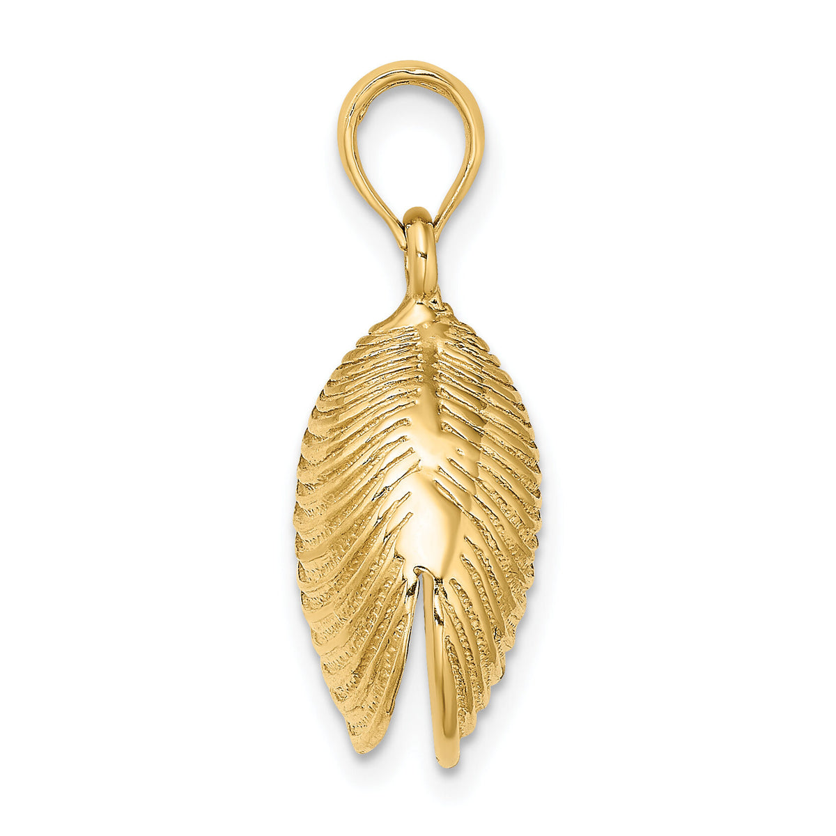 14K 3-D Textured Clam Shell Charm-K7535