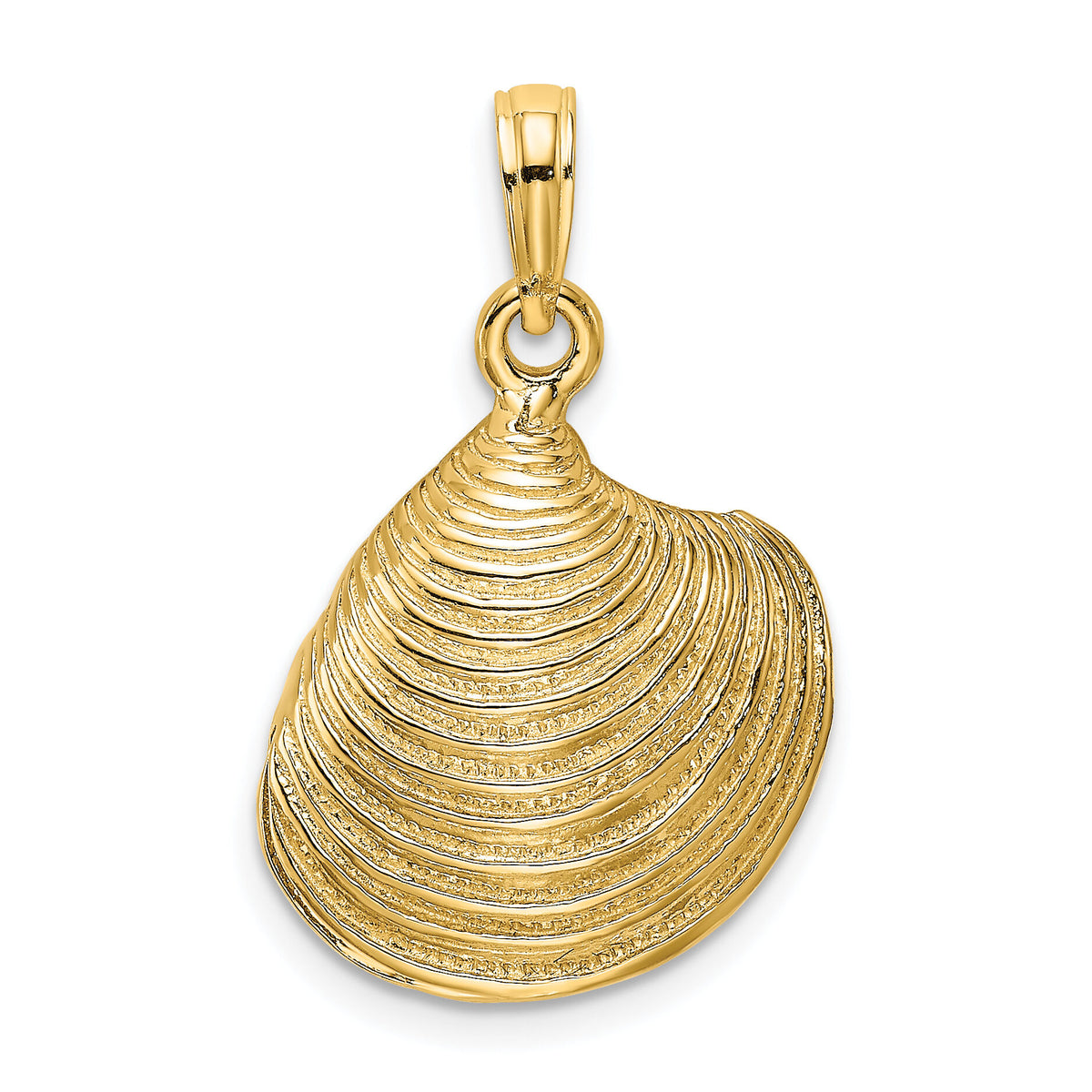 14K 3-D Textured Clam Shell Charm-K7535