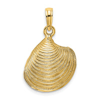 14K 3-D Textured Clam Shell Charm-K7535