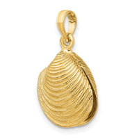 14K 3-D Textured Clam Shell Charm-K7535