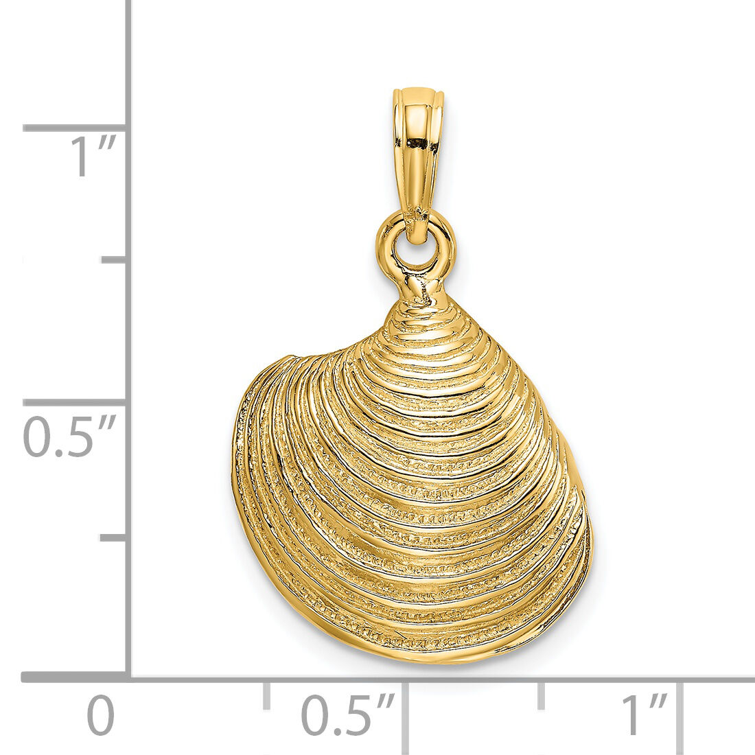 14K 3-D Textured Clam Shell Charm-K7535