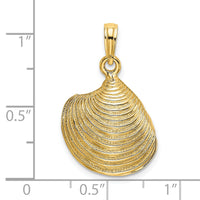 14K 3-D Textured Clam Shell Charm-K7535