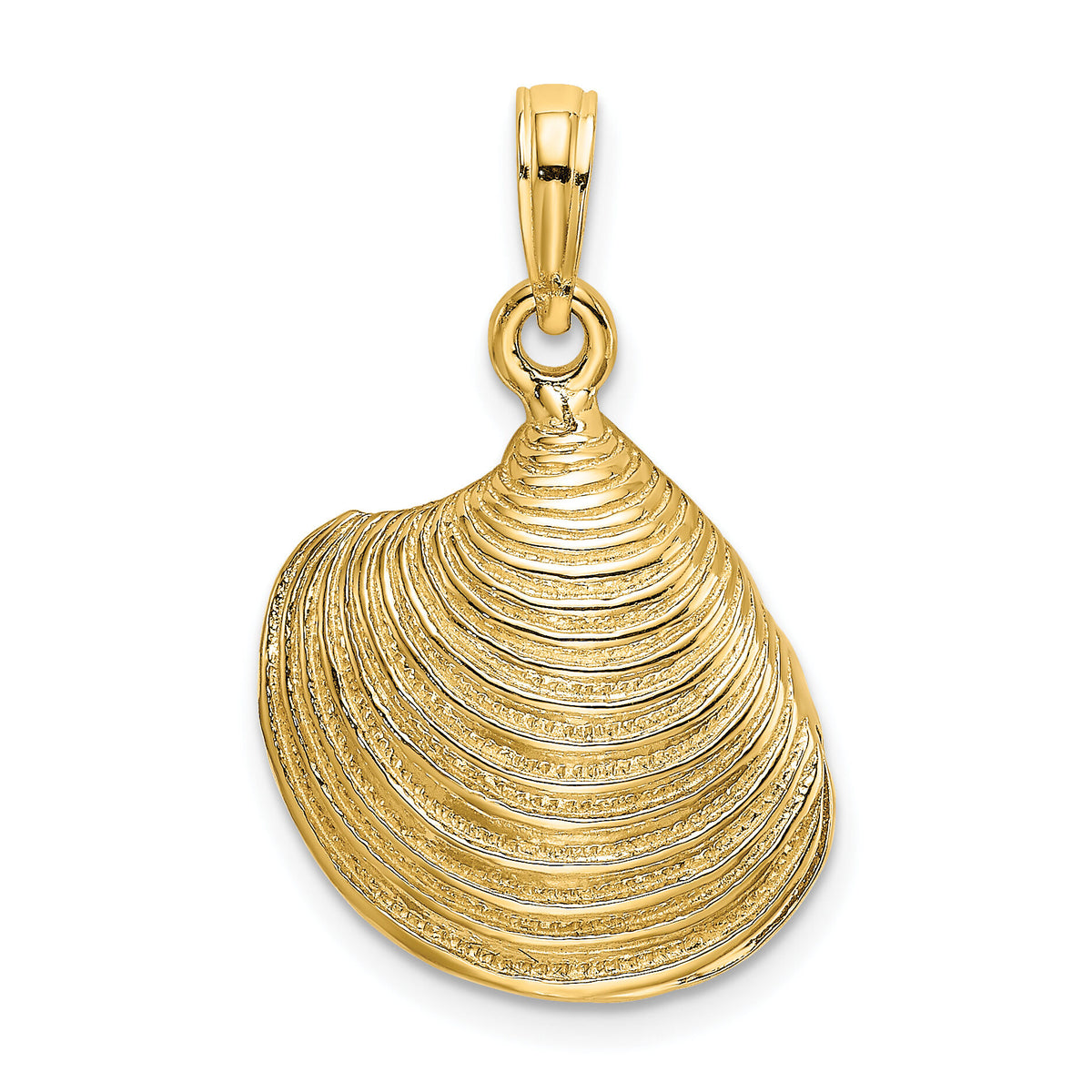 14K 3-D Textured Clam Shell Charm-K7535