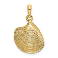 14K 3-D Textured Clam Shell Charm-K7535