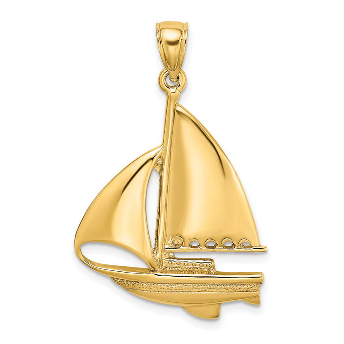14K Polished Sailboat Charm-K7539