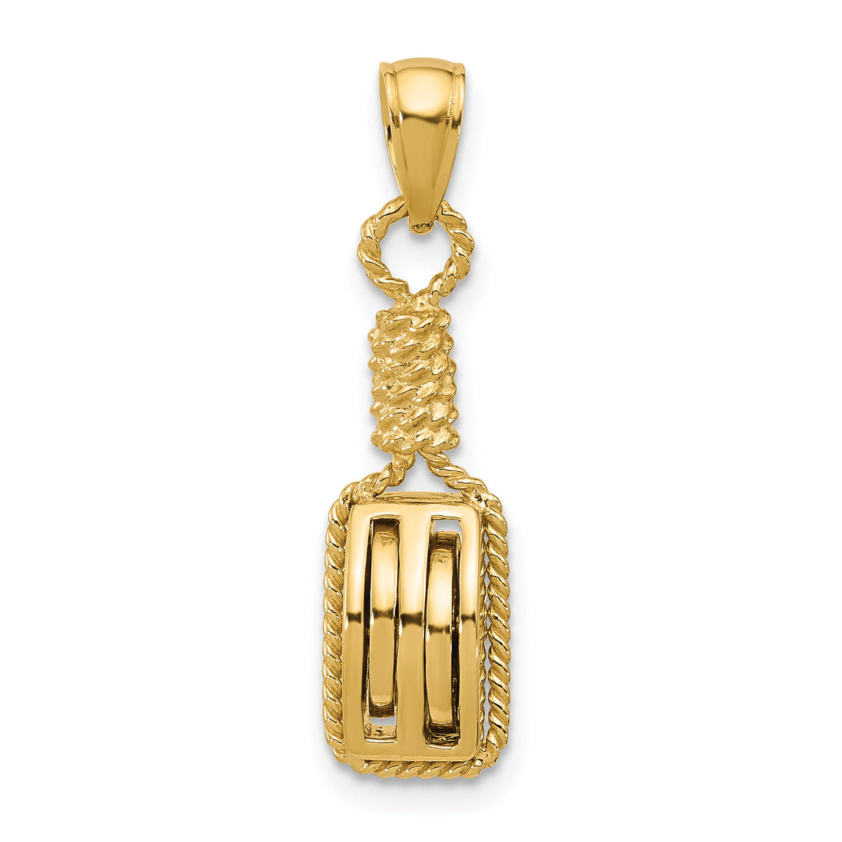 14K 3D Block Mariners Pulley Charm-K7540