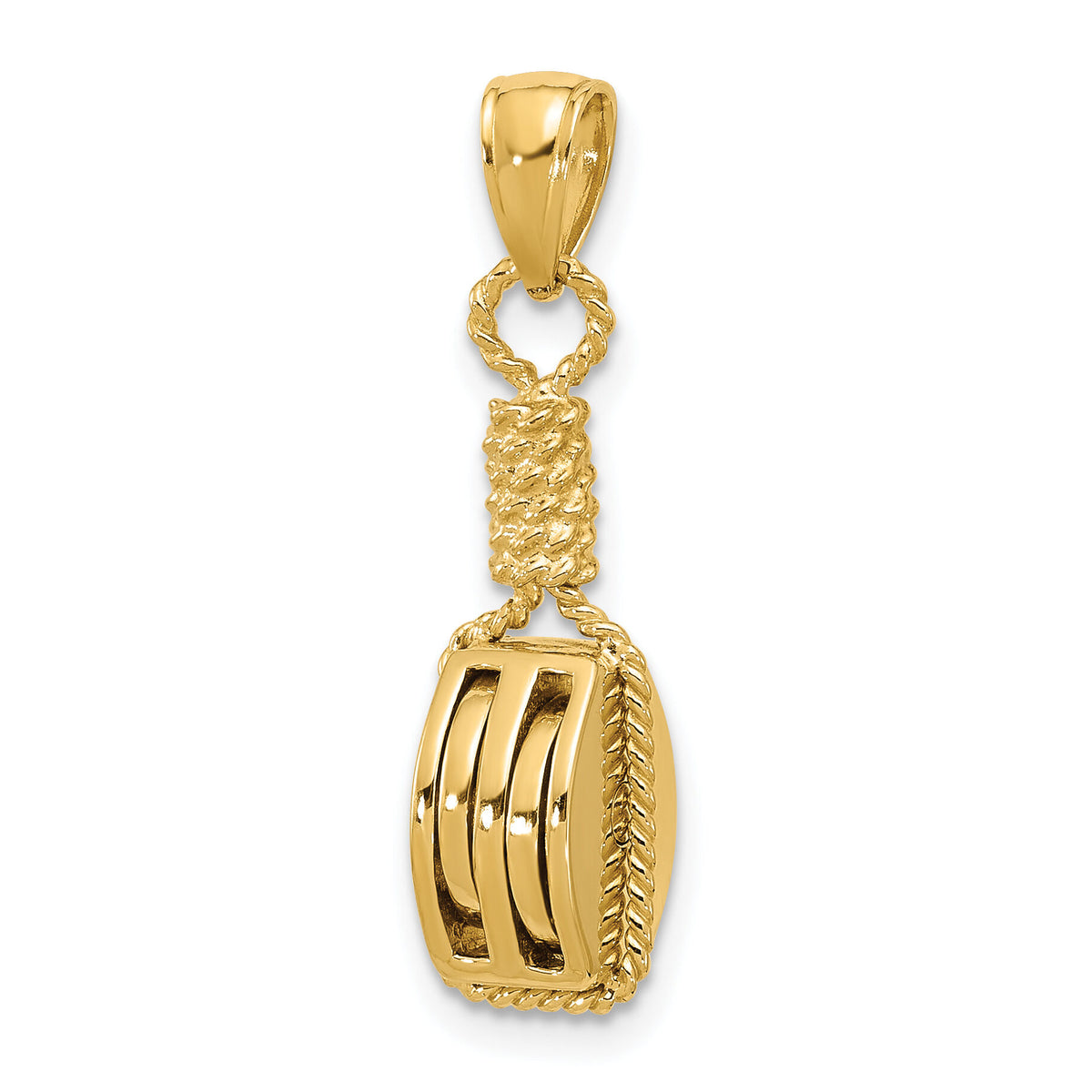 14K 3D Block Mariners Pulley Charm-K7540