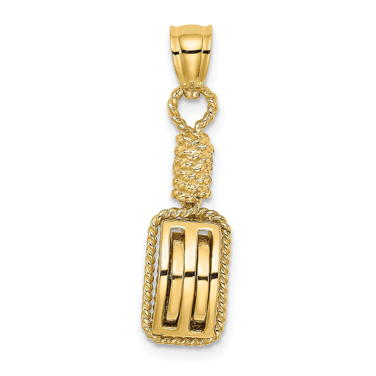 14K 3D Block Mariners Pulley Charm-K7540
