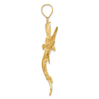 14K 3-D Polished Textured Sailfish Charm-K7542