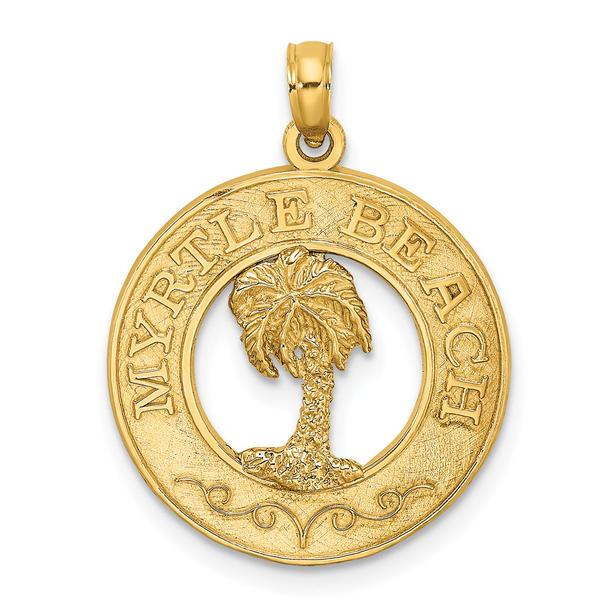 14K MYRTLE BEACH w/Palm Tree Circle Charm-K7543