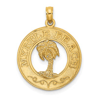 14K MYRTLE BEACH w/Palm Tree Circle Charm-K7543