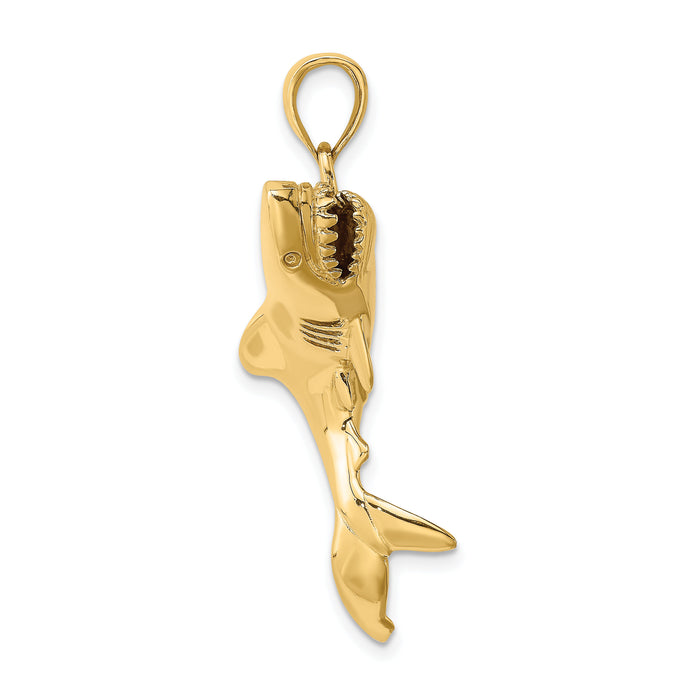 14K 3-D Polished Shark Charm-K7549