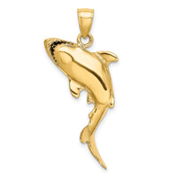 14K 3-D Polished Shark Charm-K7549