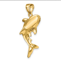 14K 3-D Polished Shark Charm-K7549
