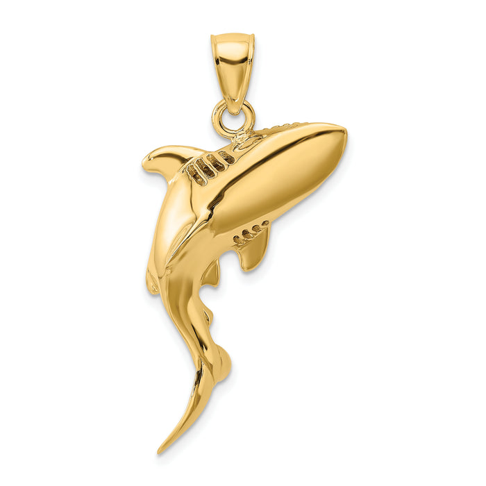 14K 3-D Polished Shark Charm-K7549