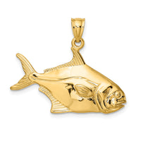 14K 3-D Polished Pompano Fish Charm-K7550