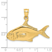 14K 3-D Polished Pompano Fish Charm-K7550