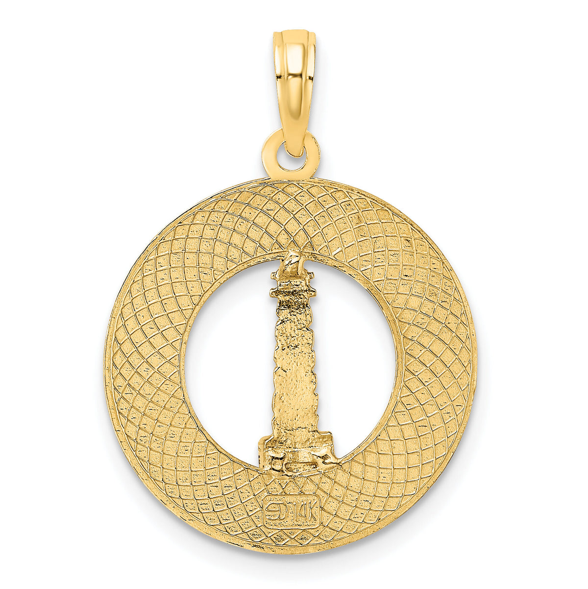 14K SAINT AUGUSTINE w/Lighthouse Circle Charm-K7554