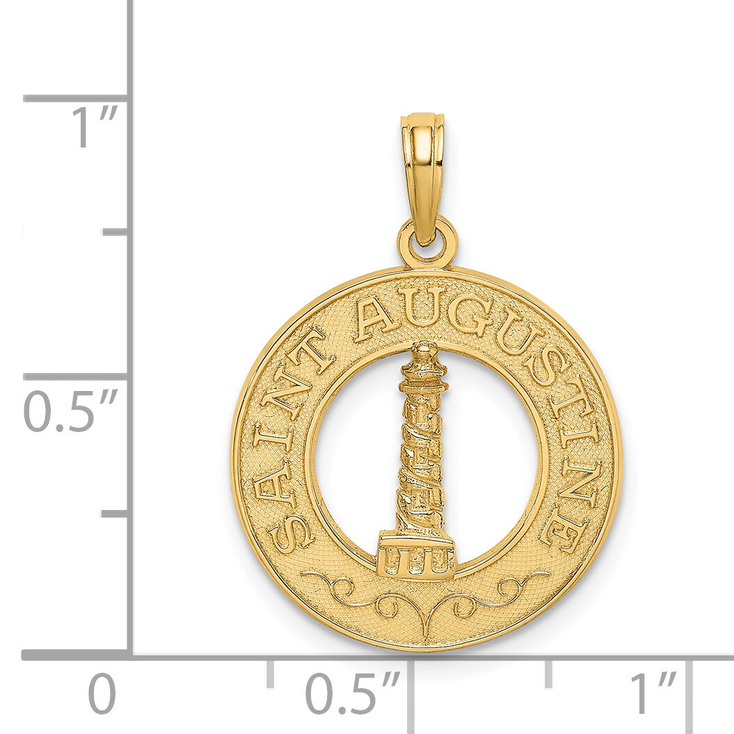 14K SAINT AUGUSTINE w/Lighthouse Circle Charm-K7554