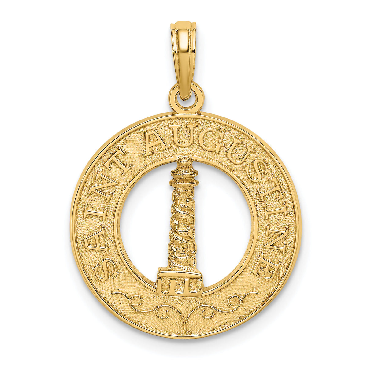 14K SAINT AUGUSTINE w/Lighthouse Circle Charm-K7554