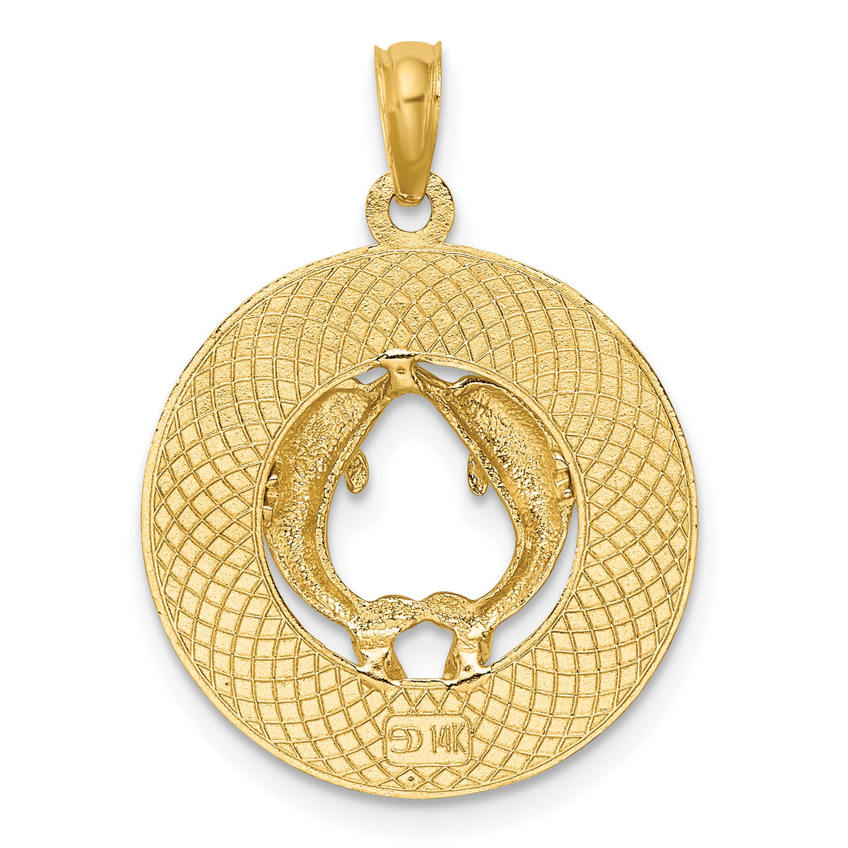 14K JAMAICA w/Dolphins Circle Charm-K7556