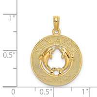 14K JAMAICA w/Dolphins Circle Charm-K7556