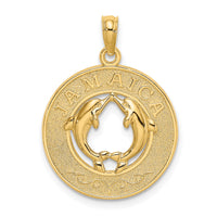 14K JAMAICA w/Dolphins Circle Charm-K7556