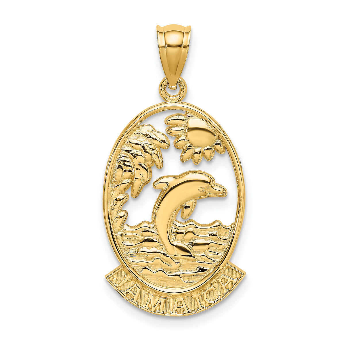 14K JAMAICA W/Dolphin Sunset Scene Charm-K7561