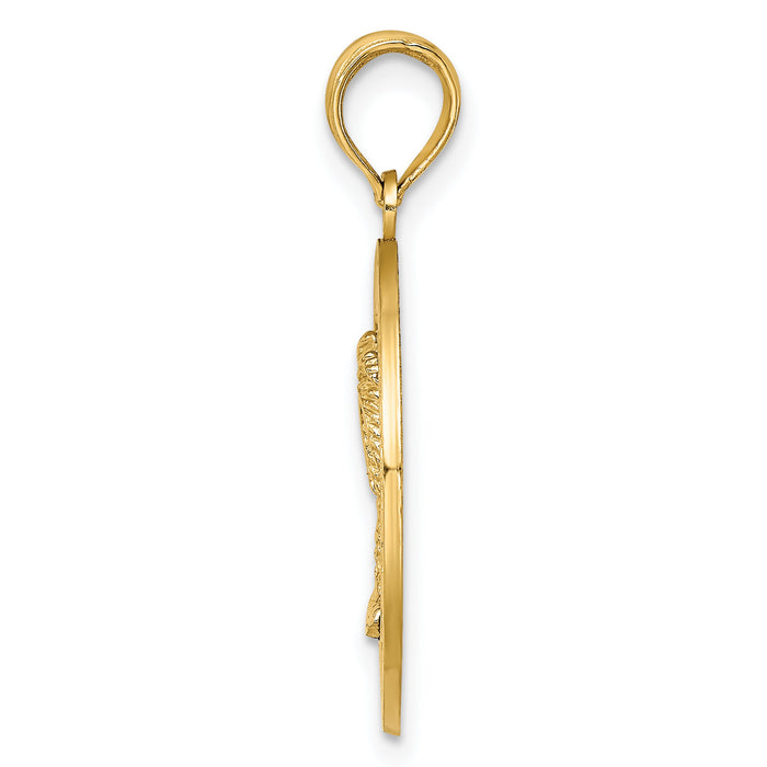 14K SAINT AUGUSTINE w/Palm Tree Circle Charm-K7562