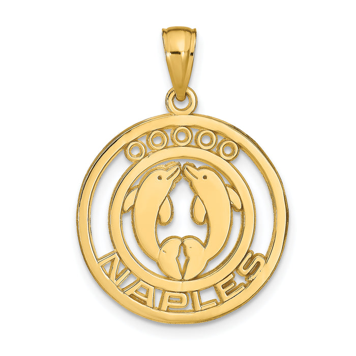 14k NAPLES Dolphins Pendant-K7566