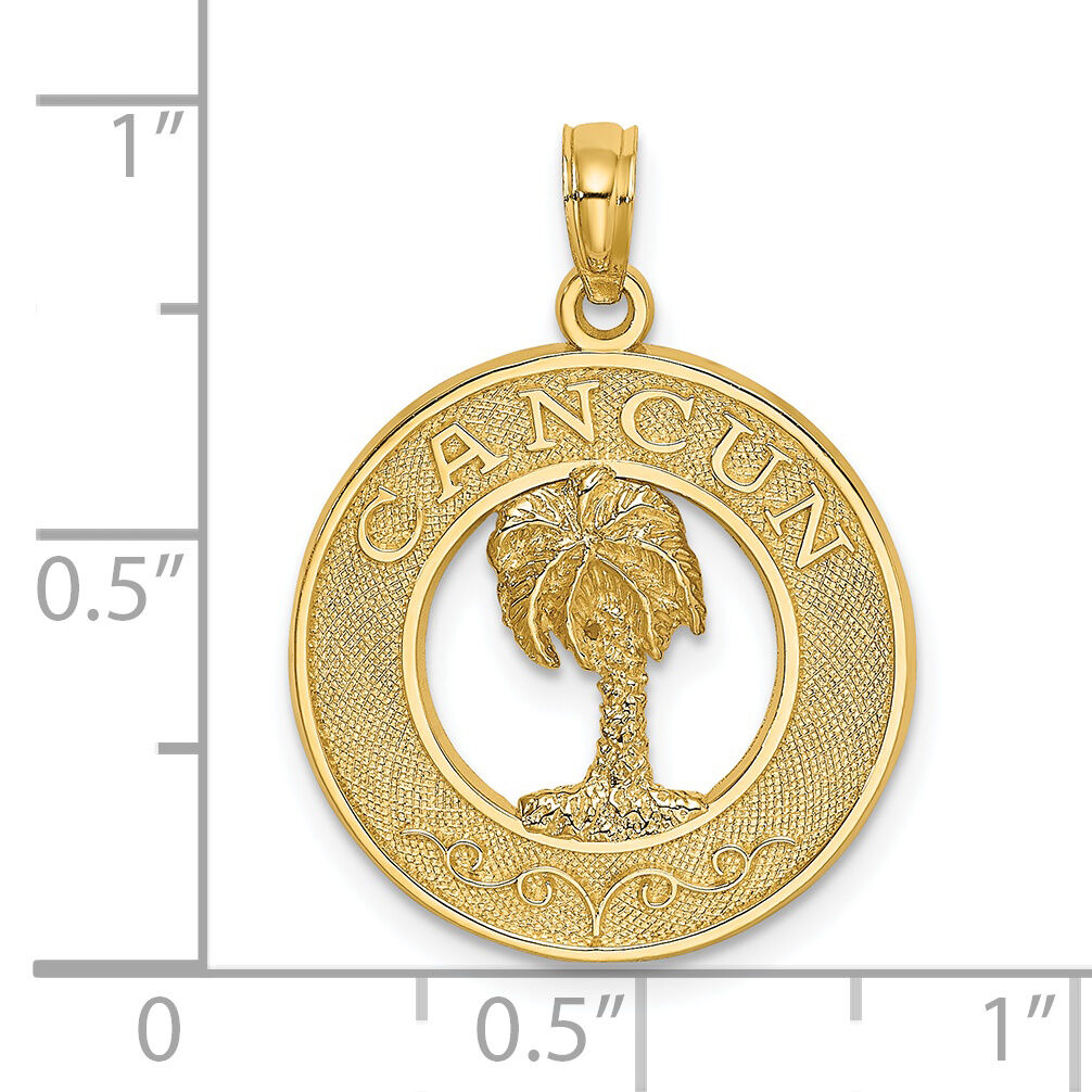 14K CANCUN w/Palm Tree Circle Charm-K7574