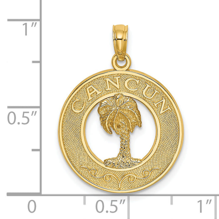 14K CANCUN w/Palm Tree Circle Charm-K7574