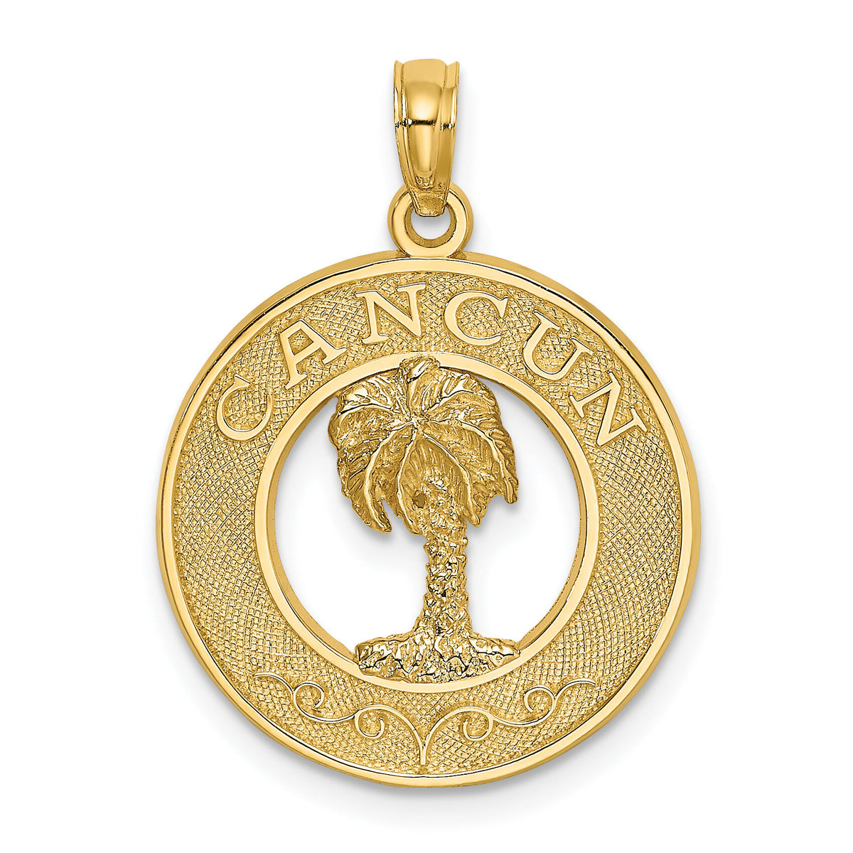 14K CANCUN w/Palm Tree Circle Charm-K7574