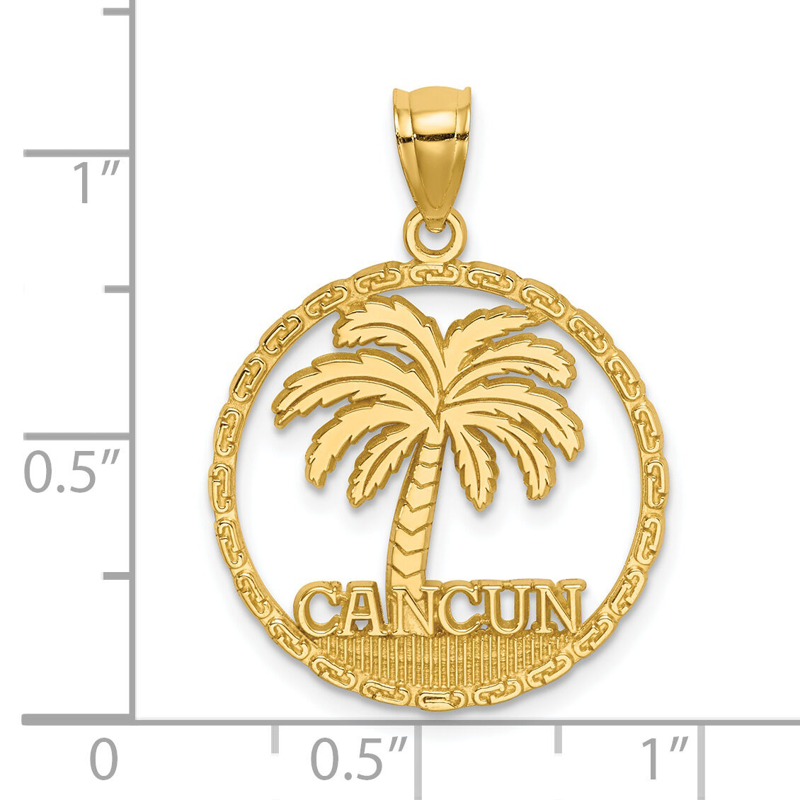 14K CANCUN Palm Tree Circle Charm-K7581