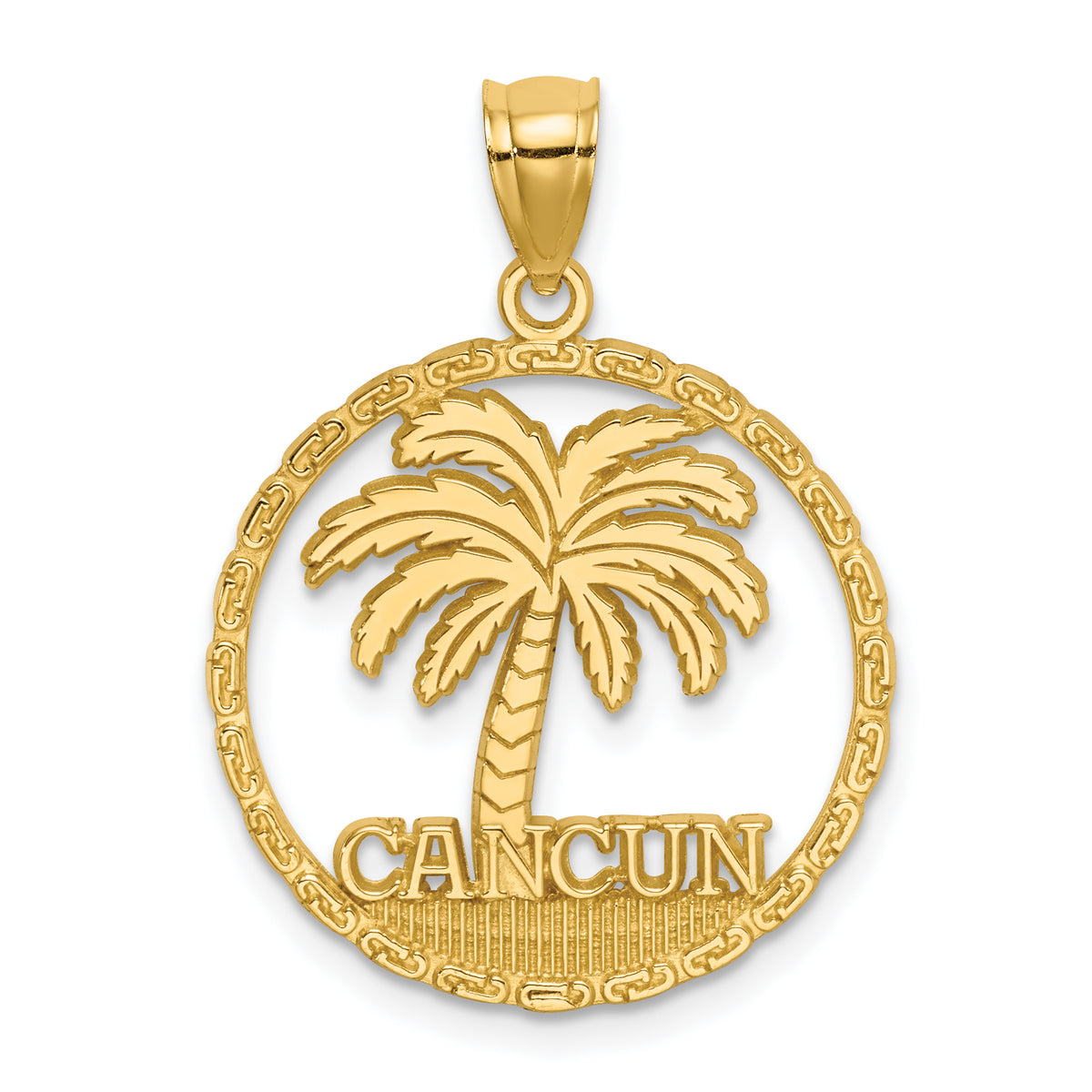 14K CANCUN Palm Tree Circle Charm-K7581
