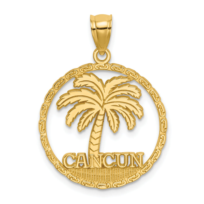 14K CANCUN Palm Tree Circle Charm-K7581