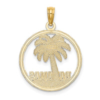 14K BAHAMAS Palm Tree Round Charm-K7587
