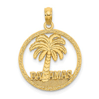 14K BAHAMAS Palm Tree Round Charm-K7587