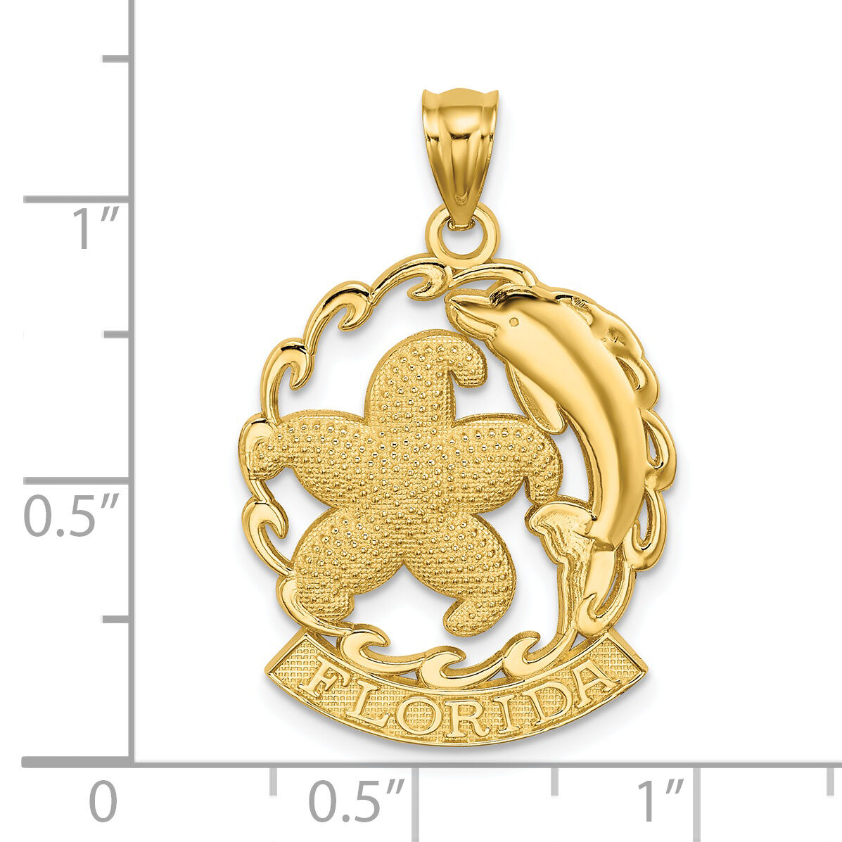 14K FLORIDA Starfish and Dolphin Wave Charm-K7589
