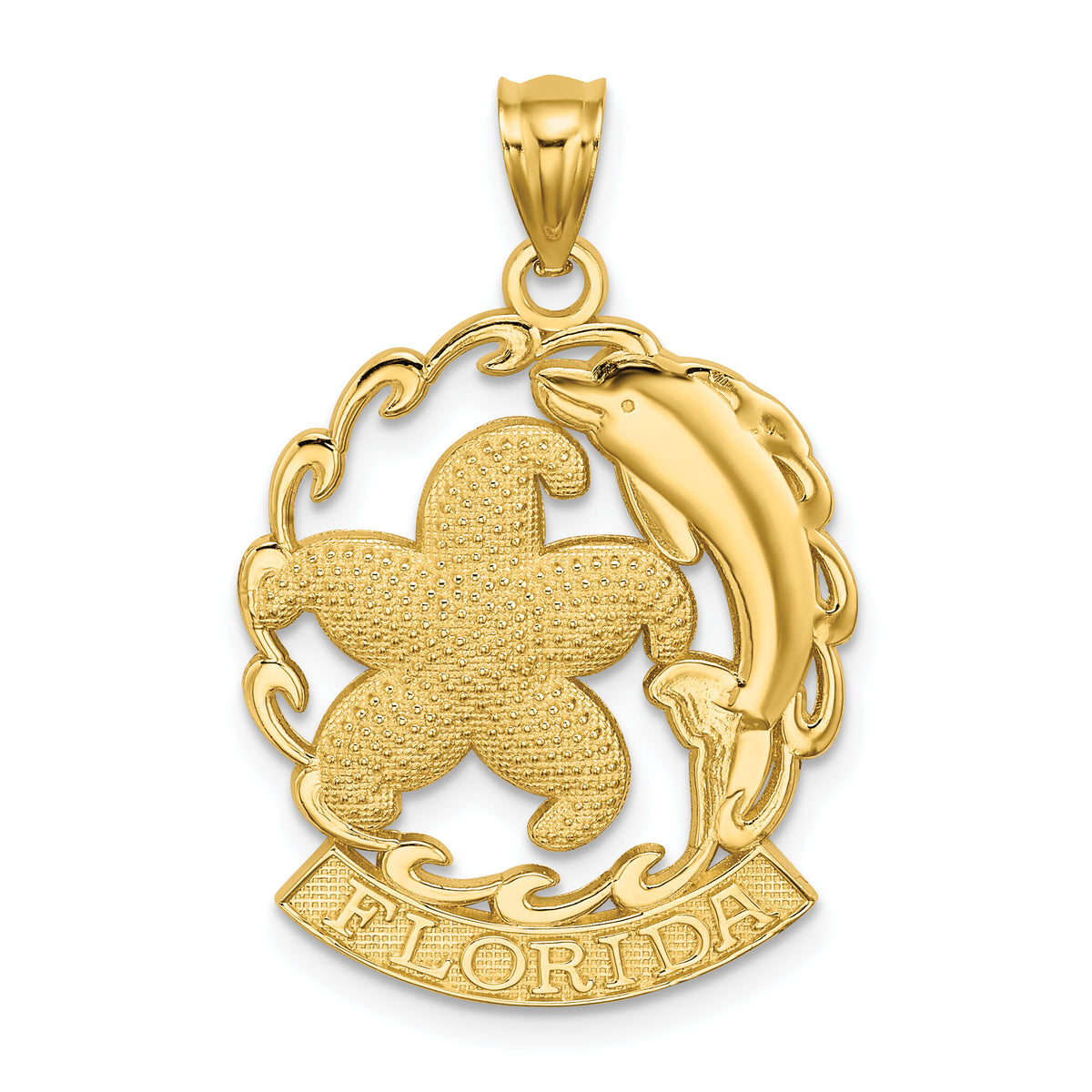 14K FLORIDA Starfish and Dolphin Wave Charm-K7589