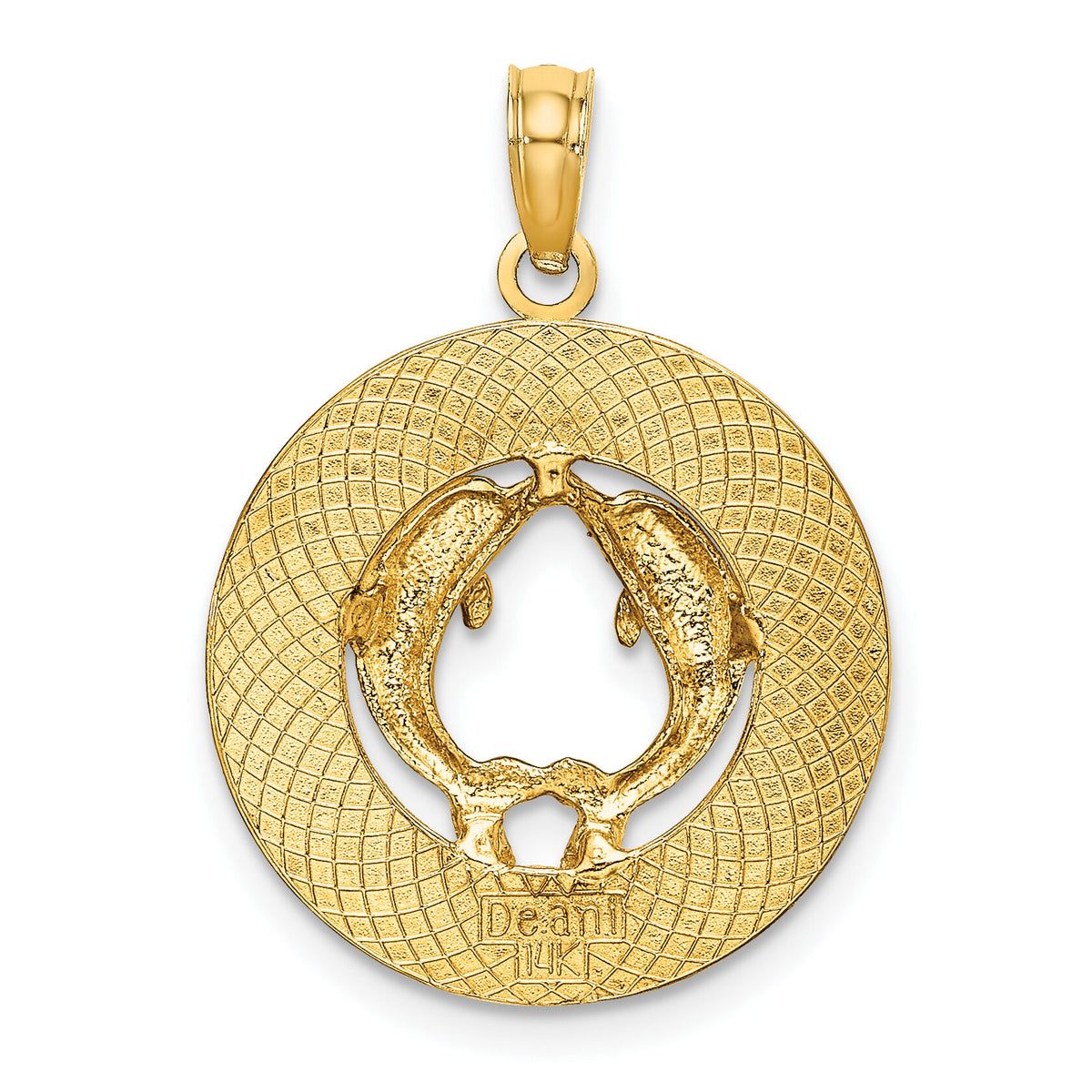 14K BONAIRE Circle w/ Dolphins Charm-K7592