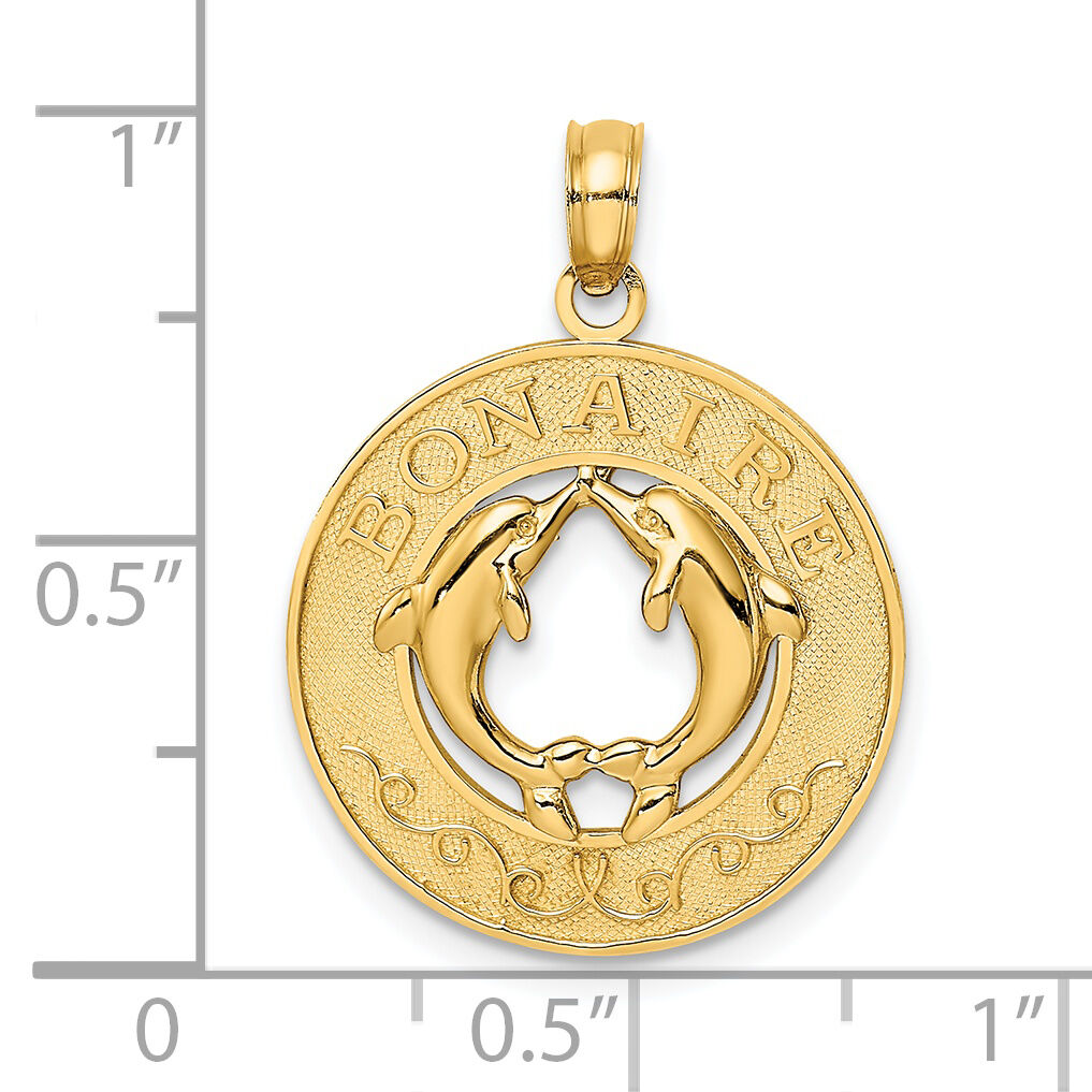 14K BONAIRE Circle w/ Dolphins Charm-K7592