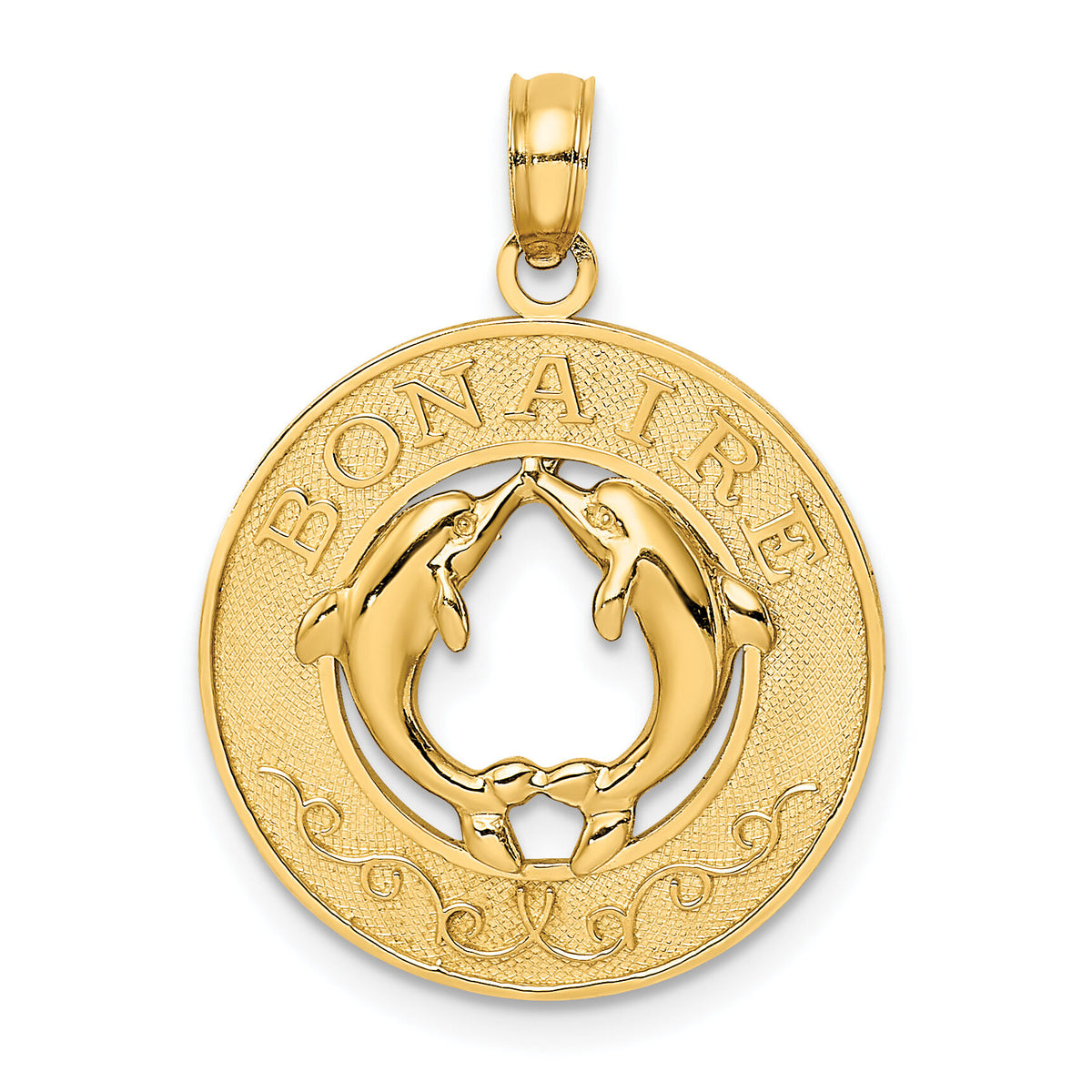 14K BONAIRE Circle w/ Dolphins Charm-K7592