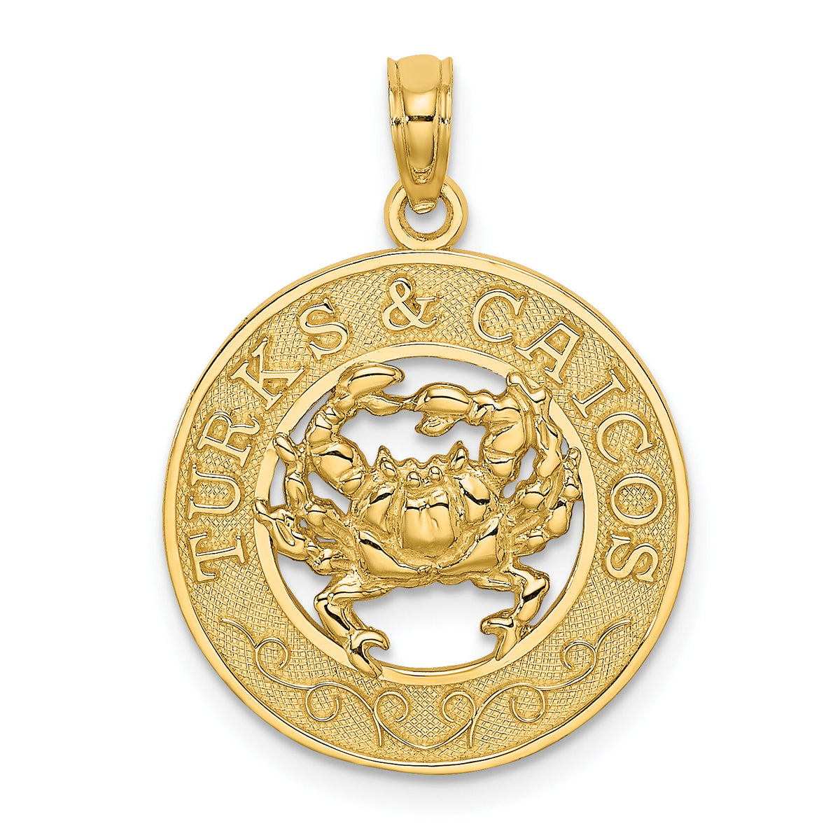 14K TURKS AND CAICOS Circle w/ Crab Charm-K7594