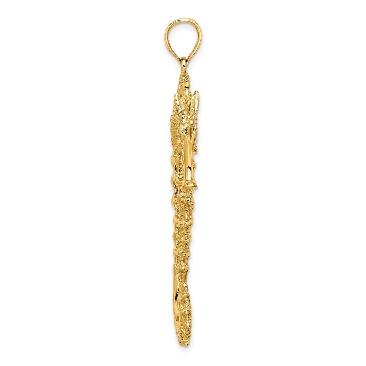 14K Textured 3-D Seahorse Charm-K7598