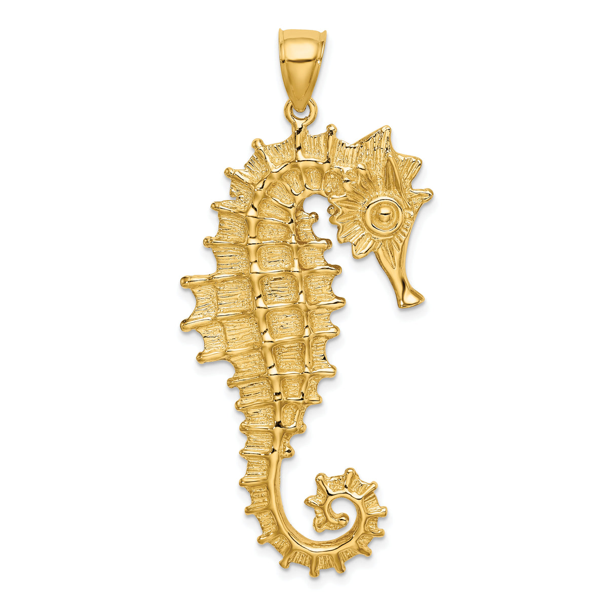 14K Textured 3-D Seahorse Charm-K7598