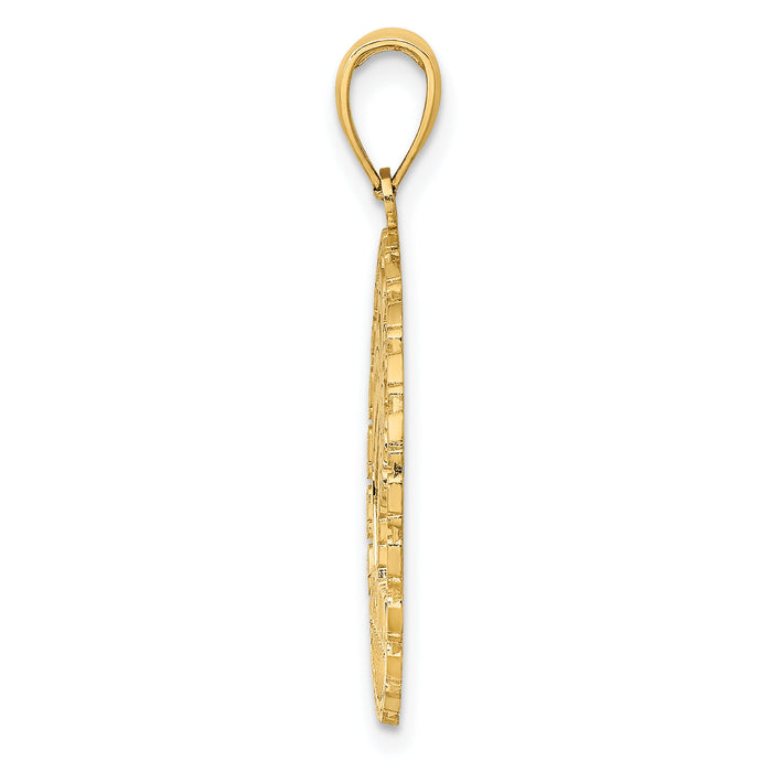 14K BERMUDA Palm Tree Round Charm-K7604