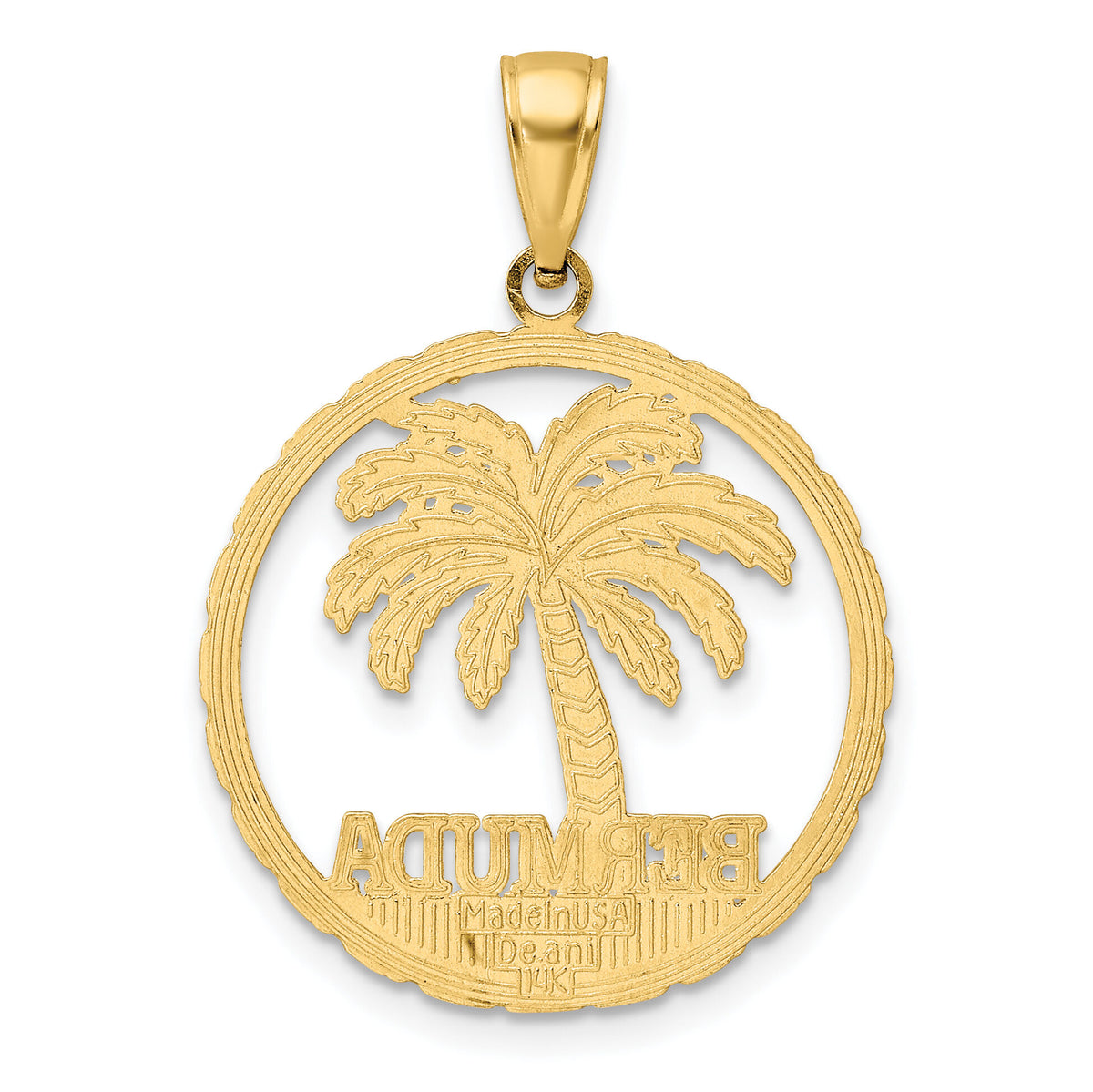 14K BERMUDA Palm Tree Round Charm-K7604