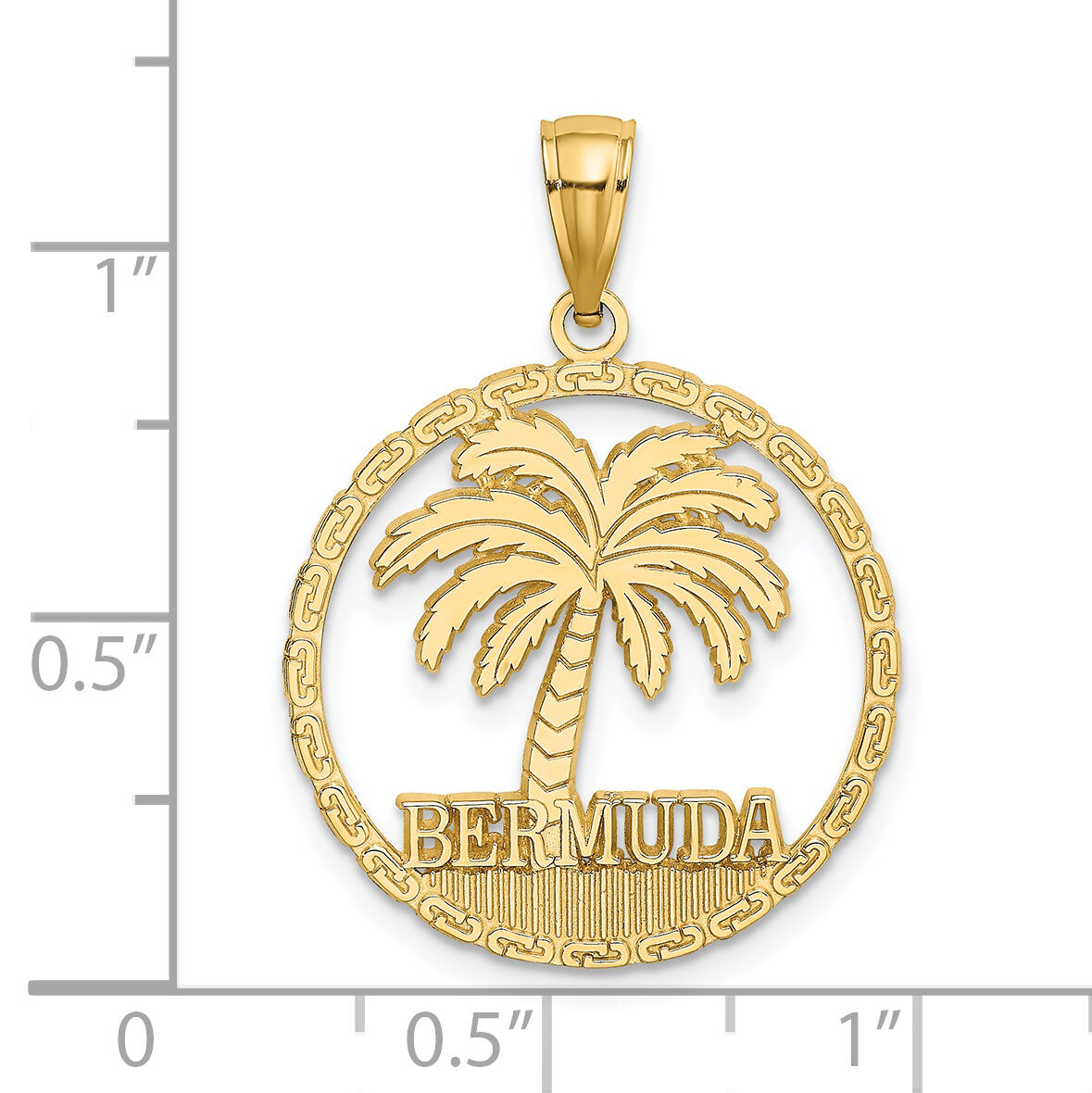 14K BERMUDA Palm Tree Round Charm-K7604