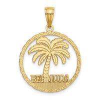 14K BERMUDA Palm Tree Round Charm-K7604